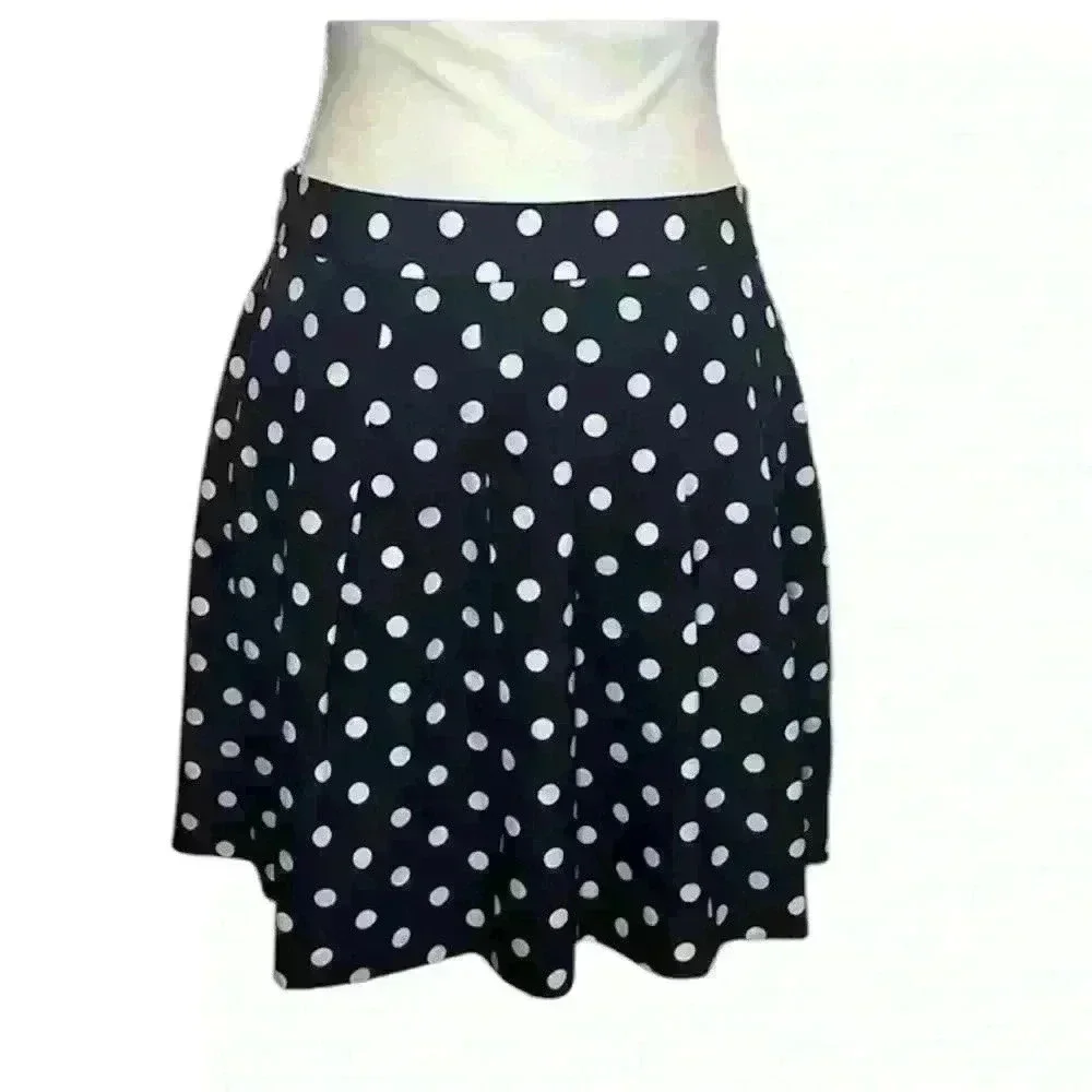 J. Crew Navy/Cream Polka Dot Pleated Midi Skirt. Lined. Women’s Size 2